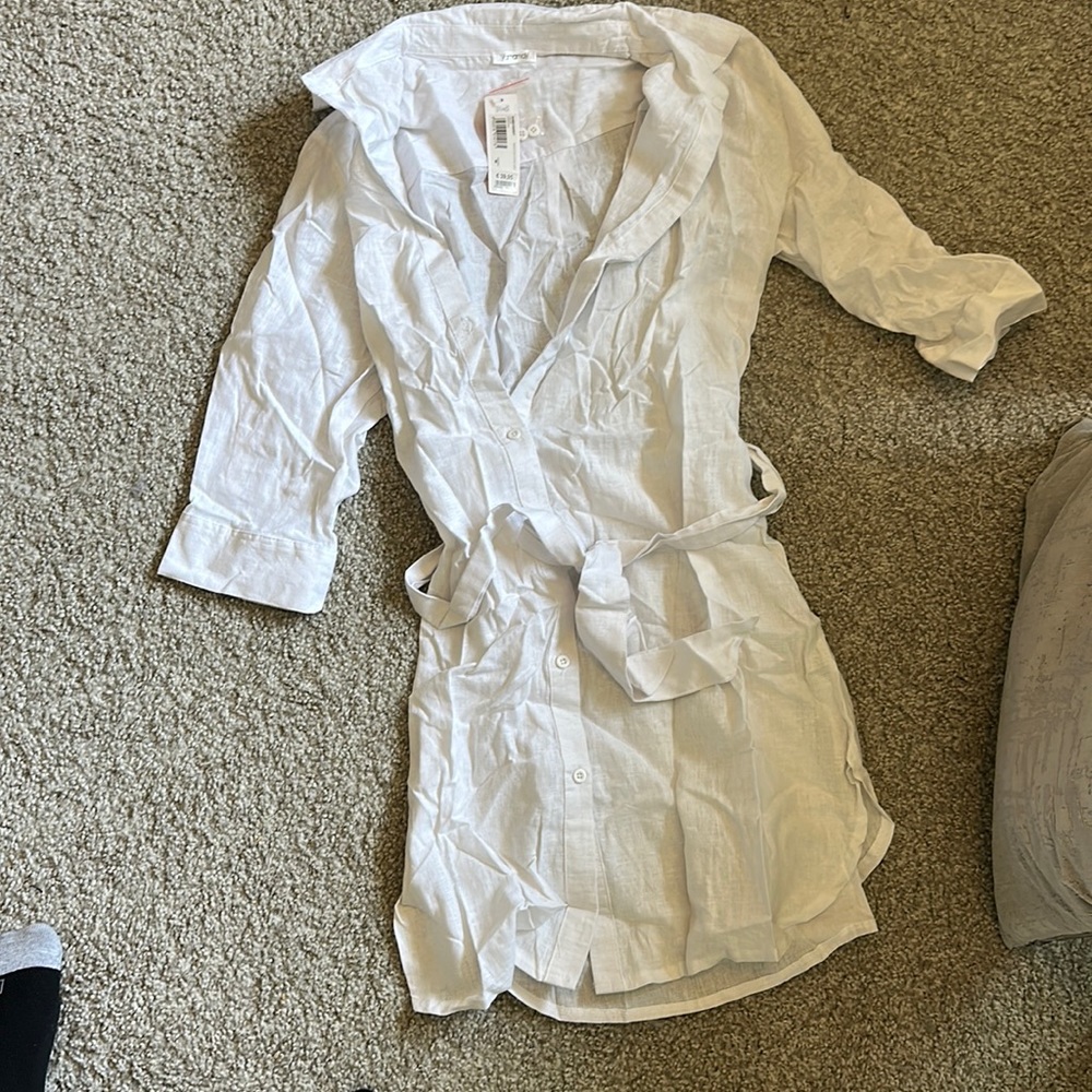 Yamamay white linen shirt dress